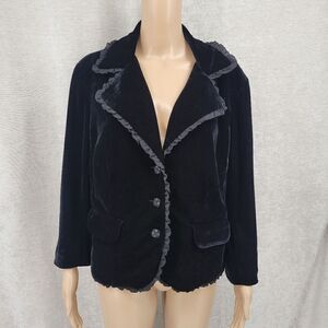 Hi Studio Black Velvety Velour Blazer Jacket Women's Plus Size 14 Whimsigoth
